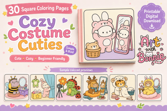 Download Cozy Animals Costume Cuties Coloring PDF - Cozy animals Collection