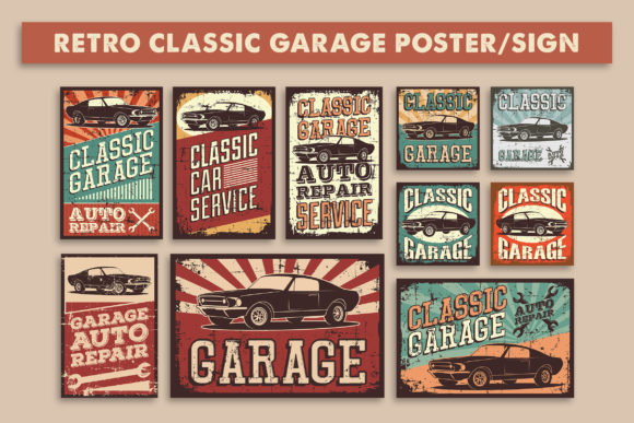 Download Retro Classic Car Service Sign Poster - Post Collection
