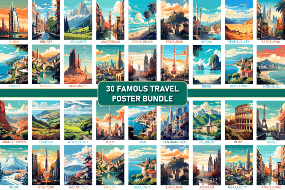 Download Famous Travel Places Poster Bundle - Post Collection