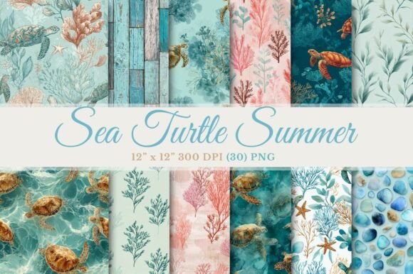 Download Sea Turtle Summer Seamless Pattern - Sea turtle Collection