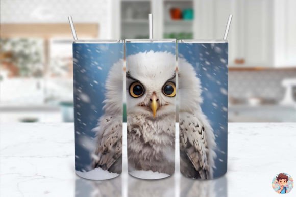 Download Baby Snow Owl Watercolor Tumbler Wrap - Premium Resources