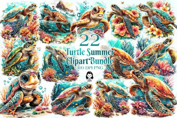 Download Cute Sea Turtle Summer PNG Bundle - Sea turtle Collection