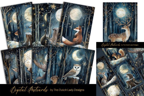 Download Frosty Forest Animals Postcard Set - Post Collection