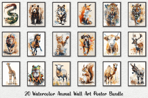 Download Watercolor Animal Wall Art Poster Bundle - Post Collection