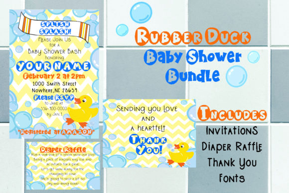Download Rubber Duck Baby Shower Bundle and Fonts - Baby shower bundle Collection