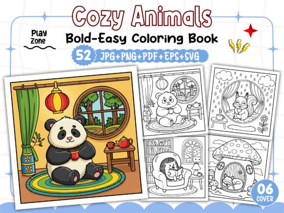 Download Bold and Easy Cozy Animals Coloring Book - Cozy animals Collection