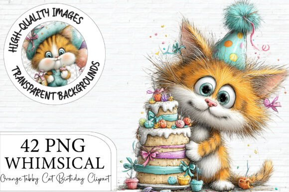 Download Whimsical Orange Tabby Cat Birthday - Birthday Collection