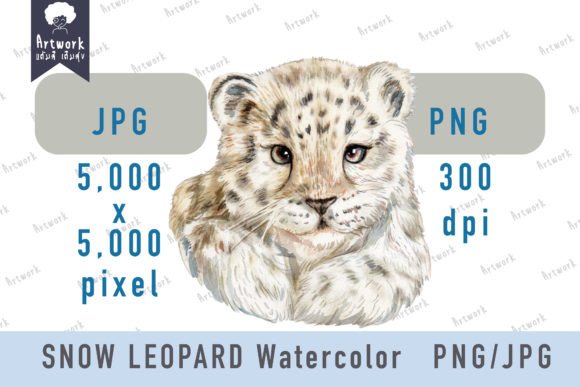 Download Baby Snow Leopard Watercolor Sublimation - Premium Resources