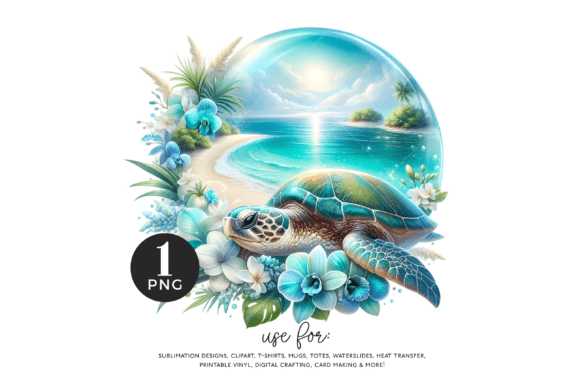 Download Floral Beach Turtle PNG, Sea Turtle - Sea turtle Collection