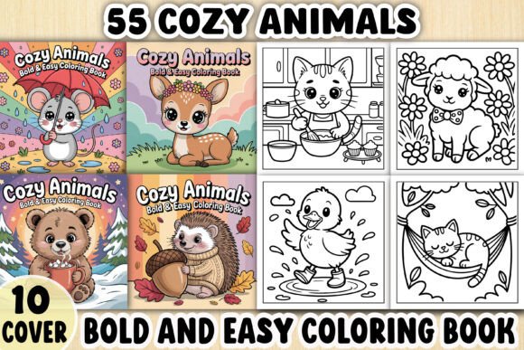 Download Bold and Easy Cozy Animals Coloring Book - Cozy animals Collection