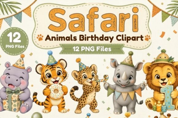 Download Safari Animals Birthday Clipart PNG, 12 - Birthday Collection
