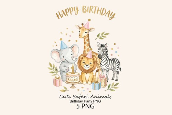 Download Cute Safari Animals Birthday Party PNG - Birthday Collection