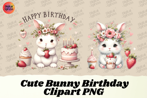 Download Cute Bunny Birthday Clipart PNG - Birthday Collection