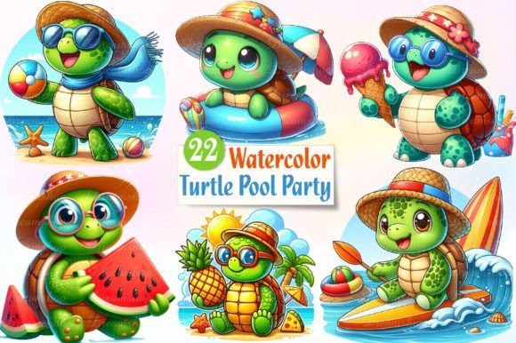 Download Sea Turtle in Pool Party Clipart - Sea turtle Collection