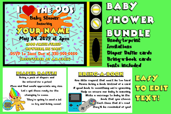 Download I Love the 90s Baby Shower Bundle - Baby shower bundle Collection
